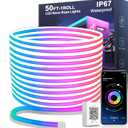 Nexillumi 50FT Neon LED Rope Lights IP67 Waterproof LED Lights for Bedroom Flexible LED Light Strip with Remote and APP Control RGB Lighting Strip for Indoors Outdoors Bedroom Room Home Decor