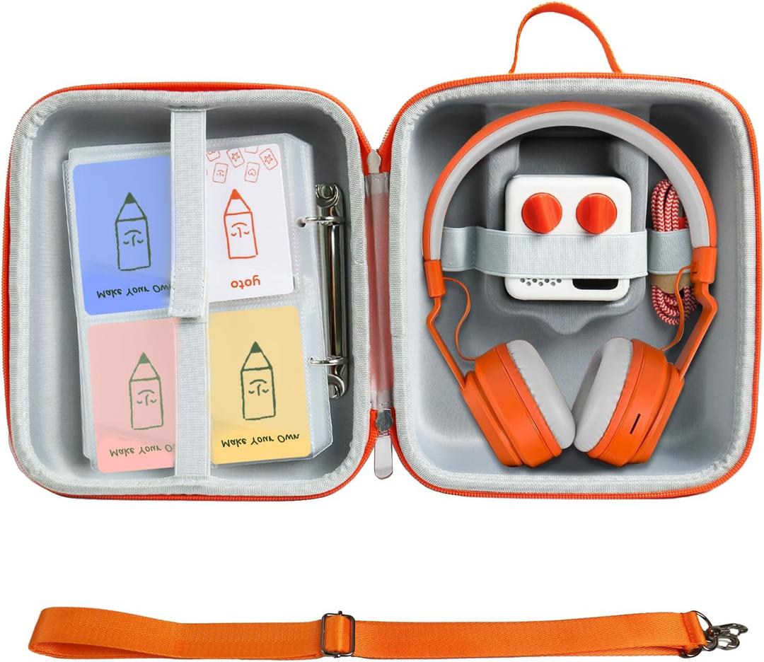 Hard Case Compatible with Yoto Mini Audio Music Player and Yoto Headphone, Travel Storage Case Holder for 80 Yoto Cards (Orange)