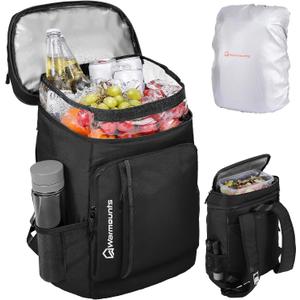 WARMOUNTS Insulated Waterproof Cooler Backpack 36 Cans, Soft Sided Ice Chest Cooler w/Leak Proof Liner, 5-Layer Insulation Portable Lunch Backpack for Camping, Beach, Fishing, Picnic, Travel (Black)