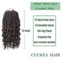 Deep Faux Locs Crochet Hair 12 Inch 8 Packs Goddess Locs Crochet Hair 4# Soft Loc Faux Loc Crochet Braids with Curly Ends Prelooped Deep Wave Croceht Braids for Black Women(Coffee Brown)