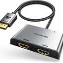 DisplayPort to Dual HDMI Adapter [4K@60Hz] DP to HDMI Splitter 1 in 2 Out Extended Display, DP Male Source Converter for Dual Monitors Compatible with PC,Graphic Card and More