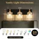OCIOC Bathroom Vanity Light, 3-Light Black and Gold Vanity Lights over mirror, E26 Wall sconces with glass shape, Farmhouse Lighting fixture for bedroom, living room, hallway
