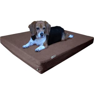 Dogbed4less Large Orthopedic Memory Foam Dog Bed for Medium to Large Dogs with Durable Waterproof Internal Case, Removable Washable Denim Cover + Bonus Pet Bed Case, 41X27X4 Fit 42X28 Dog Crate, Brown