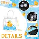 Aliceset 20 Pcs Duck Party Clear Favor Bags with Handles Rubber Duck Baby Shower Goodie Bags for Birthday Party Candy Treat Baby Shower Decoration Supplies, 8x8x3.15 Inch