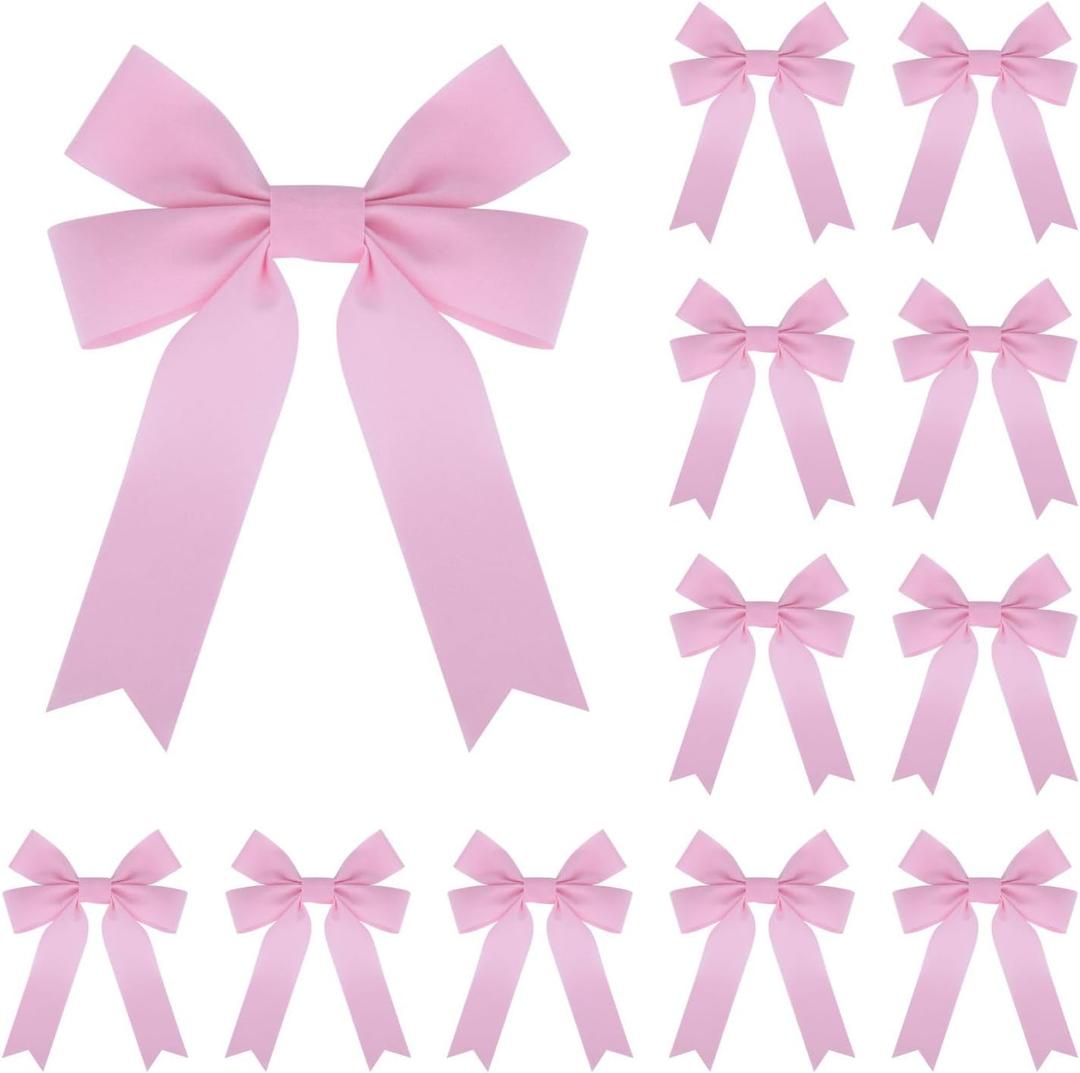 2 x 12 Pcs Baby Pink Velvet Ribbon Bow Christmas Wreath Bows for Garland Gift Wrapping Indoor Outdoor Christmas Parties Decorations (Baby Pink, 12)