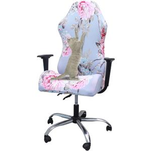 WOMACO Gaming Chair Slipcover Stretch Seat Chair Cover for Leather Computer Reclining Racing Ruffled Gamer Chair Protector (Pink Floral, One-Size) (One-size, Pink-floral)