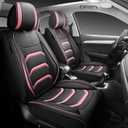 XYXY Leather Car Seat Covers, Faux Leatherette Automotive Vehicle Cushion Cover for Cars SUV Pick-up Truck Universal Fit Set for Auto Interior Accessories (Black-Pink)