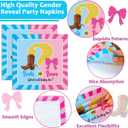 OBUSATT 96Pcs Boot or Bows Gender Reveal Party Decoration Boy or Girl Paper Plates Napkins Blue or Pink Supplies Boot or Bows Dinnerware Set Disposable Favor for Baby Shower Gender Reveal Serves 24