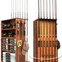 Ghosthorn Fishing Rod Holders for Garage Storage up to 10 Rods or Combos Fishing Pole Holders 360 Rotating Rod Rack Fishing Gear Equipment Tackle Organizer Wood Floor Stand for Men Women