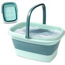 Collapsible Foot Bath – Advanced Foot Soaking Tub with Portable Design and Handle – Foldable Pedicure Foot Spa Bowl – Compact and Lightweight Foot Soak with Acupressure Points, Green and Blue