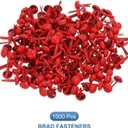 PATIKIL 1000 PCS Paper Brass Fasteners Split Pins Pastel Mini Metal Brads Round Head Plated Fastener for Craft Art Scrapbooking DIY Supplies, Red, 5 x 9 mm