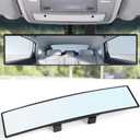 REGUICORP Rear View Mirror, 12 Inch Universal Wide Angle Rear View Mirror Accessories Panoramic Convex Clip-on for Cars, SUVs, Trucks, Vehicles