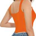Womens Sleeveless Crop Tops Square Neck Double Layer Workout Fitness Basic Cropped Tank Top (Large, 06-orange)