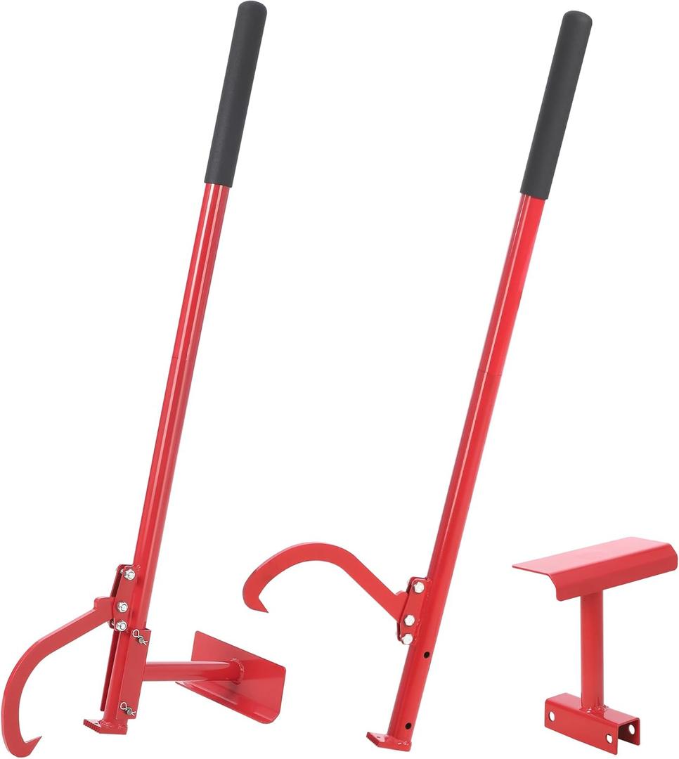KIMORE Cant Hook - 48" Heavy Logging Tool with Sponge Handle, Red, with Moving Hook, Log Lifter & Adjusting Tilt Hook