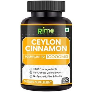 Rimo Nutrition Ceylon Cinnamon Capsules 1000mg Per Serving 120 Capsules Gluten Free, Pure, Non-GMO & Gluten Free