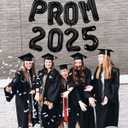 2 x Prom 2025 Balloons Black 16 Inch Prom 2025 Party Graduation Banner Decorations for 2025 Prom Night Graduation Party Decorations