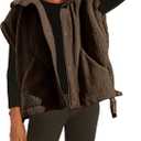 Sherpa Jacket for Women Casual Fleece Vest Oversized Sleeveless Outwear Warm Button Down Gilet with Pockets (Small, Brown)