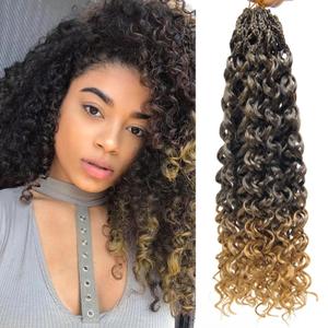 Gogo Curl Crochet Hair 18 Inch, Pre Looped Boho Curly Crochet Hair for Black Women, Water Wave Synthetic Braiding Hair, Lightweight, Natural Look, Easy Install (8 Packs,1B/27)