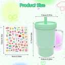 Baby Straw Cups for Toddlers 1-3 with Silicone Straw and Handle, 8oz Spill Proof and Heat Proof,BPA Free Dishwasher Safe Mini Stanley Style Cup with Cartoon Stickers for Kids (Mint green)