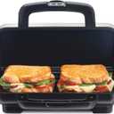 Proctor Silex Deluxe Hot Sandwich Maker With Easy-Clean Durable PFAS-Free Nonstick Ceramic Plates, Fits up to 2 Grilled Cheese, Ruebens, Tortas or Subs, Stainless Steel (25415MN)