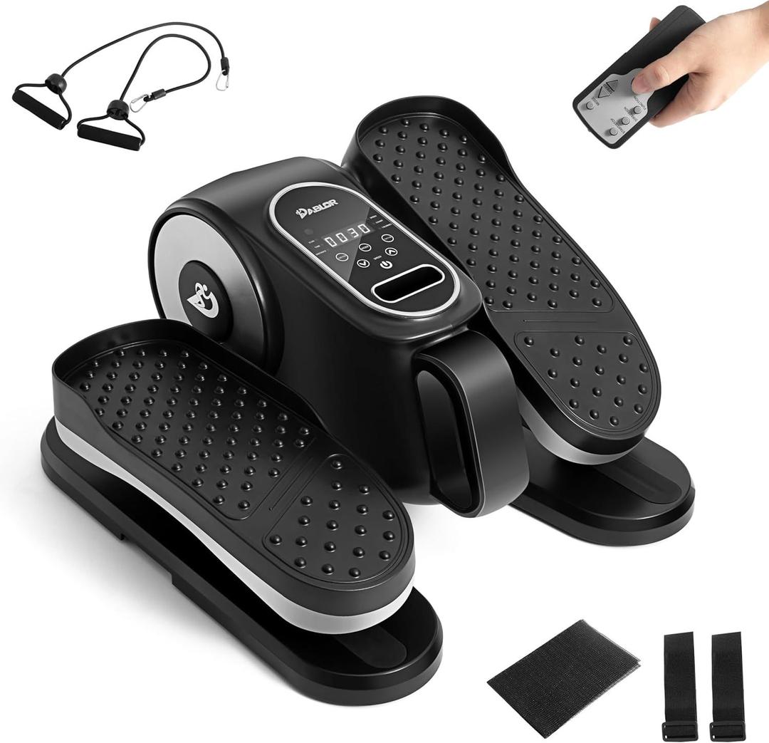 Under Desk Elliptical Machine, Ellipse Leg Exerciser As Seen On TV with Remote, 12 Speed Levels for Whole Family, Forward & Reverse Direction, Auto & Manual Mode, Quiet Portable Machine, Home & Office, B;lack and Gray 