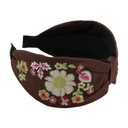 Embroidered Headbands for Women Floral Boho Knotted Leaf Wide Padded Vintage Fabric Hairbands Decorative Flower Hair Hoop (colorful flower)