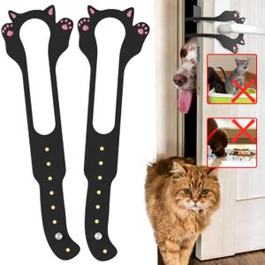 Cat Door Latch Holder,8 Adjustable Sizes Stronger Flex Cat Door Stopper, Keep Door Open 1.5" to 8", Let's Cats in and Keeps Dogs Out of Litter & Food, No Tool Required & No Wall Damage (2*black)