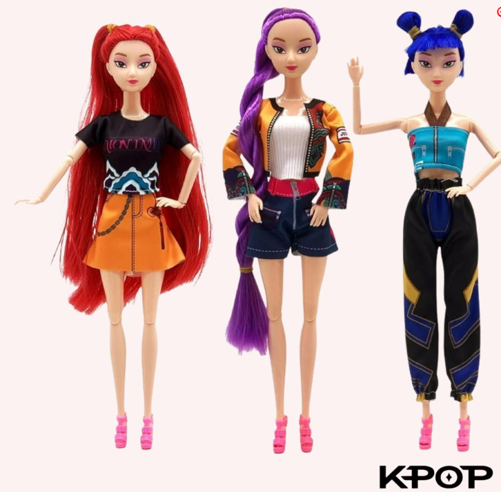 Kpop Demon Hunters Toys Action Dolls Set, 11.5inch Poseable Dolls with Movable Joints, 3Pack Collectible Model Toys for Fans and Kids Game Gift