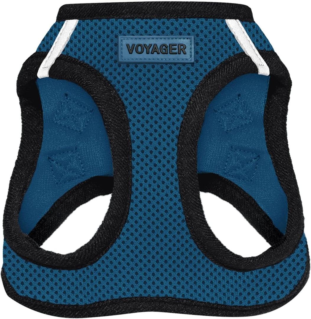 Best Pet Supplies Voyager Step-in Air Harness - All Weather Mesh, Reflective, No Pull Harness for Dogs, Cats - Secure with Hook & Loop Fastener, Buckle, Double D-Rings - Blue/Black Trim, Medium