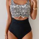 Eomenie Women's One Piece Swimsuit Tummy Control Slimming Bathing Suit Cutout Tie Knot Swimwear (Black) 2XL