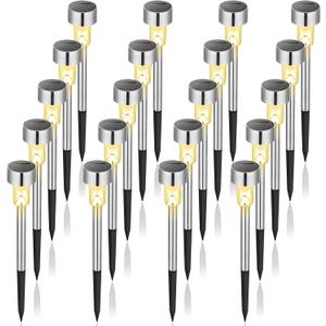 GIGALUMI Solar Lights Outdoor Waterproof, 20 Pack Warm White, Garden Decor Pathway Lights Solar Powered for Yard Patio, Lawn and Landscape