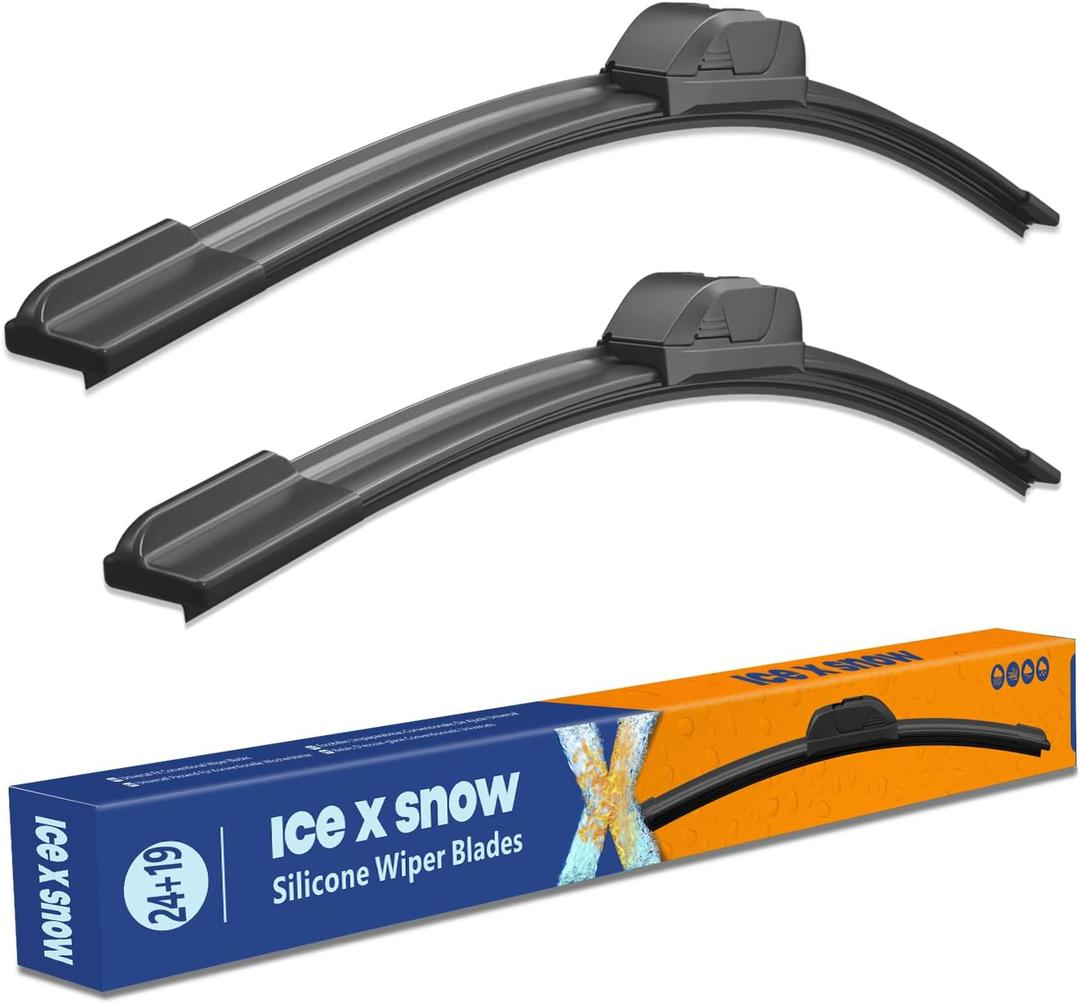 24"+19" Silicone Wiper Blades Replacement for Toyota Camry 2002-2006 Ford Fusion 2012-2006 Chevy Malibu 2015-2013 Equinox 05-09 Impala 14-20 Accord 02-98 OEM Quality Windshield Wiper Blades