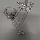 Unicra Star Moon Bride Wedding Hair Pins Crystal Bridal Hair Pieces Rhinestone Goddess Hair Accessories for Women and Girls (Pack of 5) (Silver)