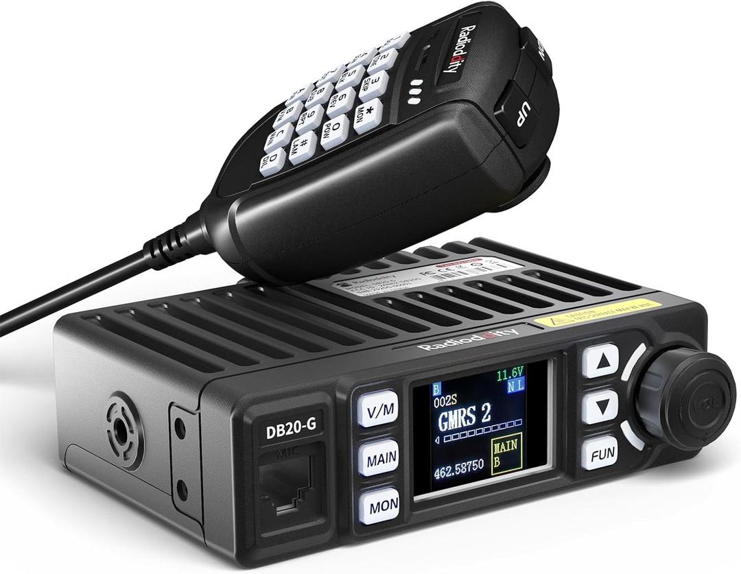 Radioddity DB20-G GMRS Mobile Radio for Car Vehicle, 20W Long Range Two Way Radio with Cigarette Lighter Plug, 500 Channels, VOX, Display Sync, for Off Road Overlanding 4x4