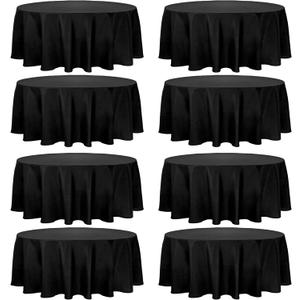 Fivenl 8 Pack Round Tablecloth 90 Inch Round Table Covers Bulk Washable Polyester Fabric Round Table Clothes for Wedding Party Reception Banquet Buffet Restaurant (Black, 90 Inch)