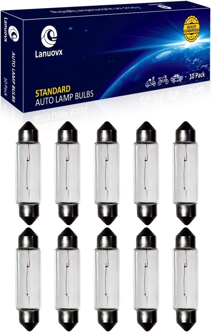 10 Pack Festoon Bulb 12V 10W Xenon Bulb Sv8.5-8 T3.25 10X44mm
