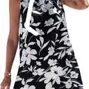 Floerns Women's Sleeveless Floral Print Sundress Halter Neck A Line Short Dress S