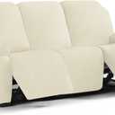 Stretch Recliner Sofa Cover - 5 Pieces Plush Fabric Slipcovers & Durable Furniture Protector for Reclining Couch, Ideal for Kids and Pets (3 Seater, Light Yellow)