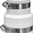 Fernco 1056-215 Reducing 2-in. x 1-1/2-in. Flexible PVC Pipe Coupling for Cast Iron and Plastic Plumbing Connections in White
