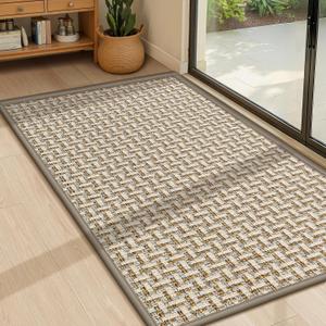 Door Mat Indoor Entrance 24"x36", Absorbent Indoor Door Mat, Non Slip Rubber Backing Inside Door Mats, Washable Floor Mat, Low-Profile Doormat for Front Door, Entryway, Entrance, Grey