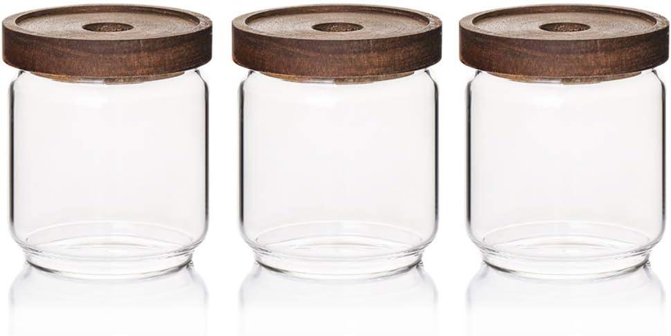 Sweejar 16 OZ Glass Food Storage Jar with Lid(set of 3),Airtight Canisters for Bathroom,Kitchen Container with Bamboo Cover for Serving Tea, Coffee, Spice and More