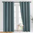 NICETOWN Blackout Greyish Blue Curtains & Drapes for Living Room - Thermal Insulated Solid Grommet Sound Reducing Energy Saving Window Treatments for Porch/Hall, 2 Panels, W52 x L84