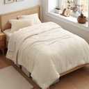 Zzlpp Twin Comforter Set 5 Pieces, Cream Tufted Bed in a Bag with Comforter and Pillowcase, All Season Boho Bedding Sets with 1 Comforter, 1 Pillow Sham, 1 Flat Sheet, 1 Fitted Sheet
