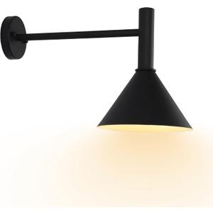 19in. Satin Black Outdoor Gooseneck Barn Light Fixture with 15in. Long Extension Arm - Wall Sconce Farmhouse, Vintage, Antique Style, Black