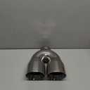 Dual Outlet Exhaust Tip 2.5" Inlet, A-KARCK Polished Double Wall Tailpipe Tip 2.5" Inlet Dual 4" Outlet 9.5" Long, Angle Cut Design