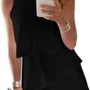 Dokotoo Womens Elegants Sleeveless Short Rompers 2025 Summer Chiffon Jumpsuits L