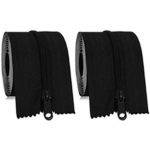 MAYOKEN 2-Pack Black Heavy Duty Peel & Stick Zipper, 7ft x 3in, Double-Sided Self-Adhesive Zipper Door for Dust Barriers, Greenhouses, Construction Sites