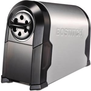 Bostitch Office SuperPro Glow Electric Pencil Sharpener, Heavy Duty Commercial Classroom, Replaceable Cutter Cartridge System, 6-Hole, Silver/Black