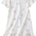Girl's Cotton Nightgowns Short Sleeve Princess Sleep Shirts Comfy Nightdress Sleepwear (13-14 Years, Paper Airplane Rabbit)