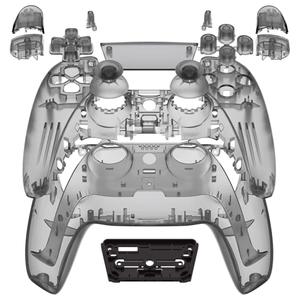 eXtremeRate Full Set Shell with Buttons Touchpad Cover, Clear Black Custom Replacement Decorative Trim Shell Front Back Plates Compatible with p s 5 Controller BDM-010 020 - Without Controller